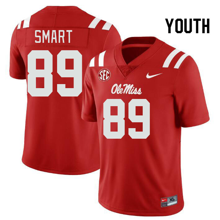 Youth #89 Jordan Smart Ole Miss Rebels College Football Jerseys Stitched-Red